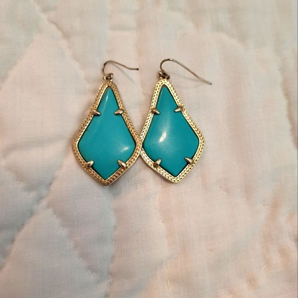 Kendra Scott Turquoise and Gold Dangle Earrings